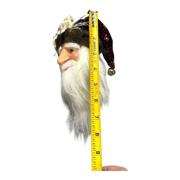 Set Of 3 Santa Claus Head Christmas Ornaments Vintage Long Beards & Festive Hats - Picture 5 of 16